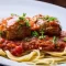 Pasta marinara with meatball or chicken